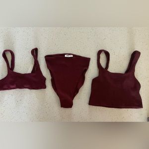 Youswim Verve top, Aplomb top, High waisted bottoms, Size stretch 1, Garnet